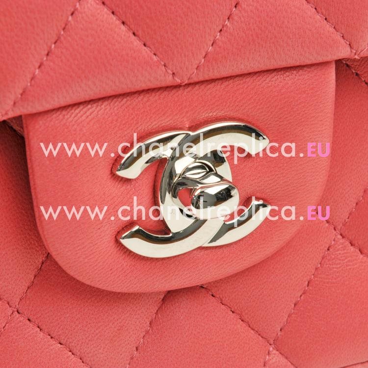Chanel Pink Lambskin Jumbo Double Flap Bag Silver Chain A01112L-PINK