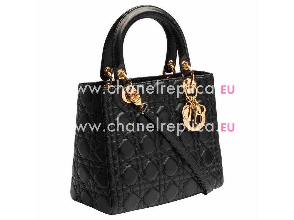 Dior Lady Dior Cannage Lambskin Leather In Black D2916