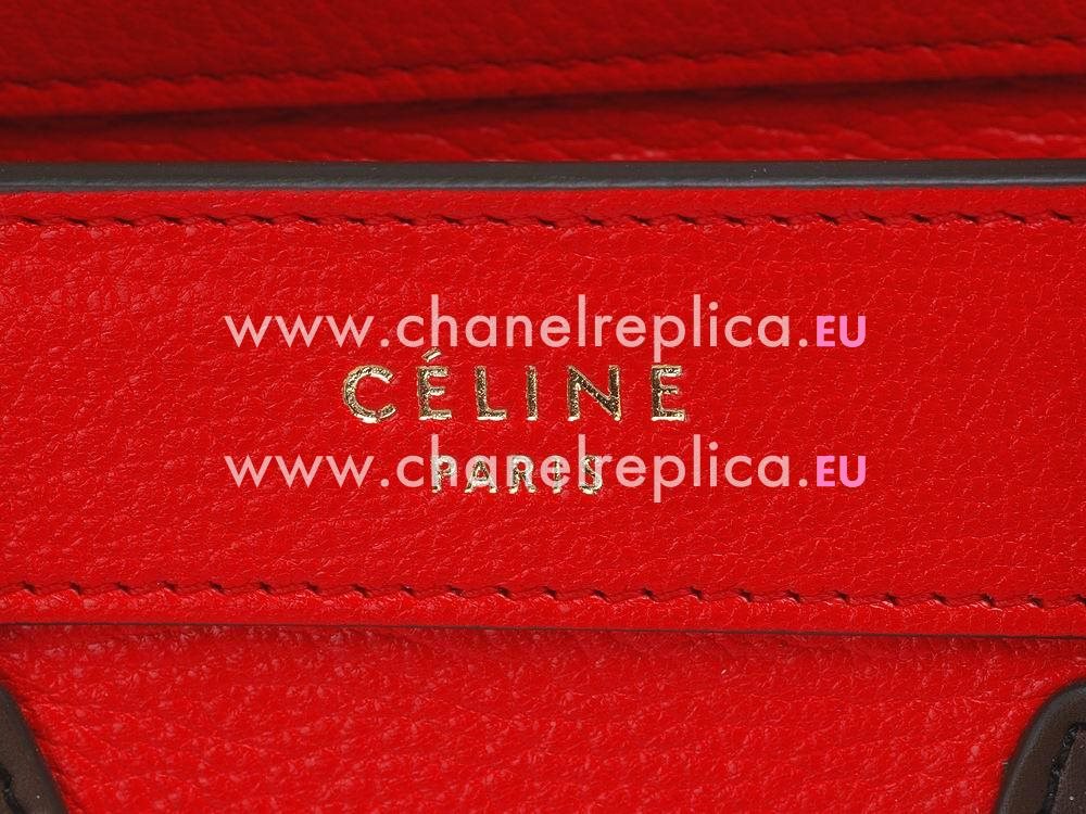 Celine Square Luggage Bubble Calfskin Nano Mini Bag Red/Black CE544544