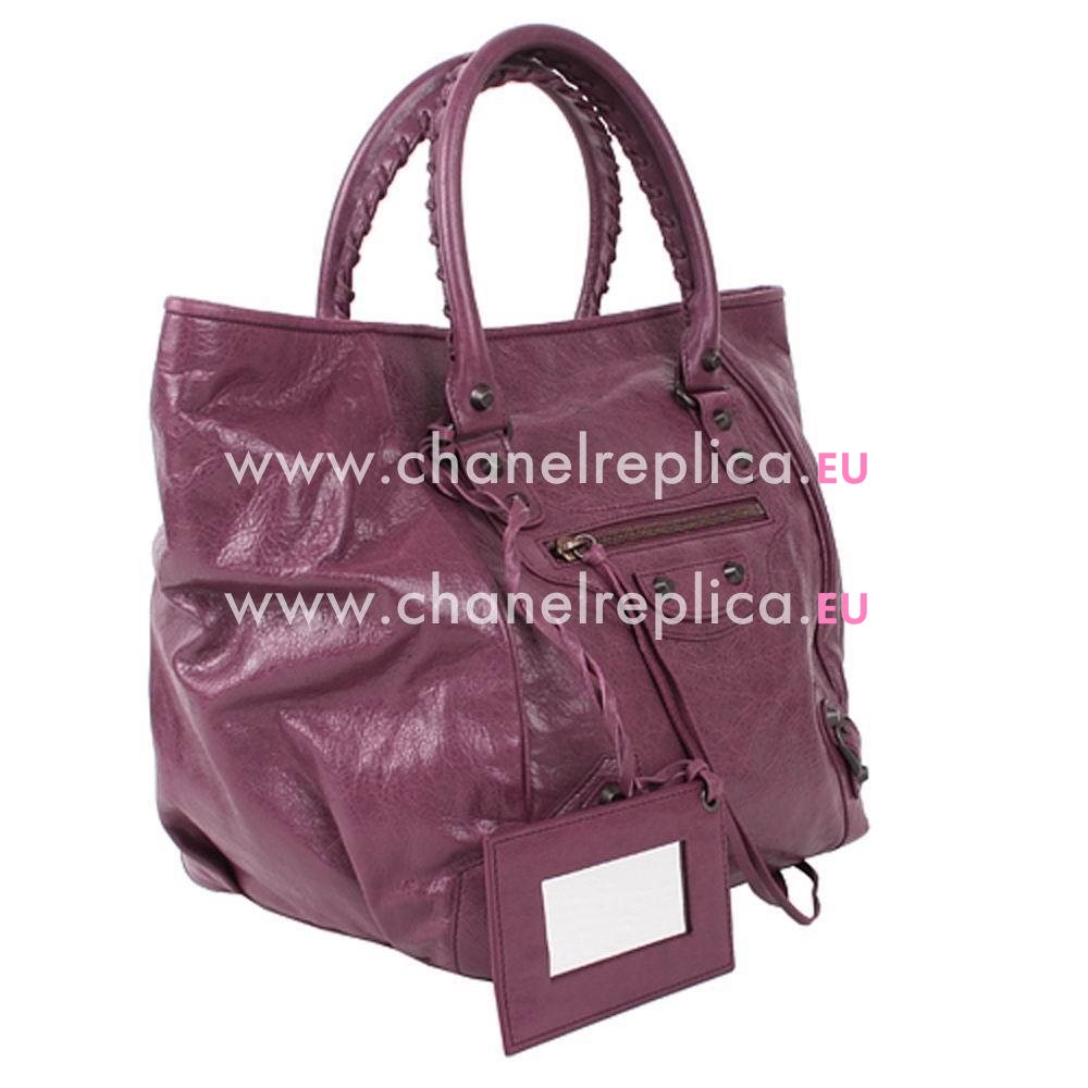 Balenciaga Classic Calfskin Hand Bag Purple Red B6112203