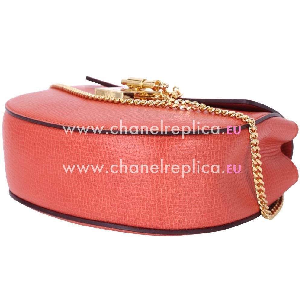 Chloe Drew Grain Leather Golden Chain Bag Orange Red c55649963