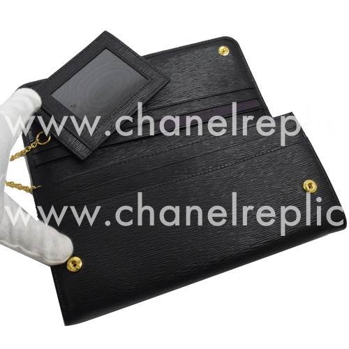 Prada Saffiano Gold Embossment Logo Cowhide Wallet In Black PR61017047