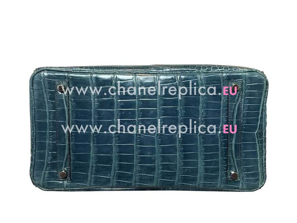 Hermes Birkin 35 Porosus Crocodile Blue Jean Palladium Hand Sew H1035CGS