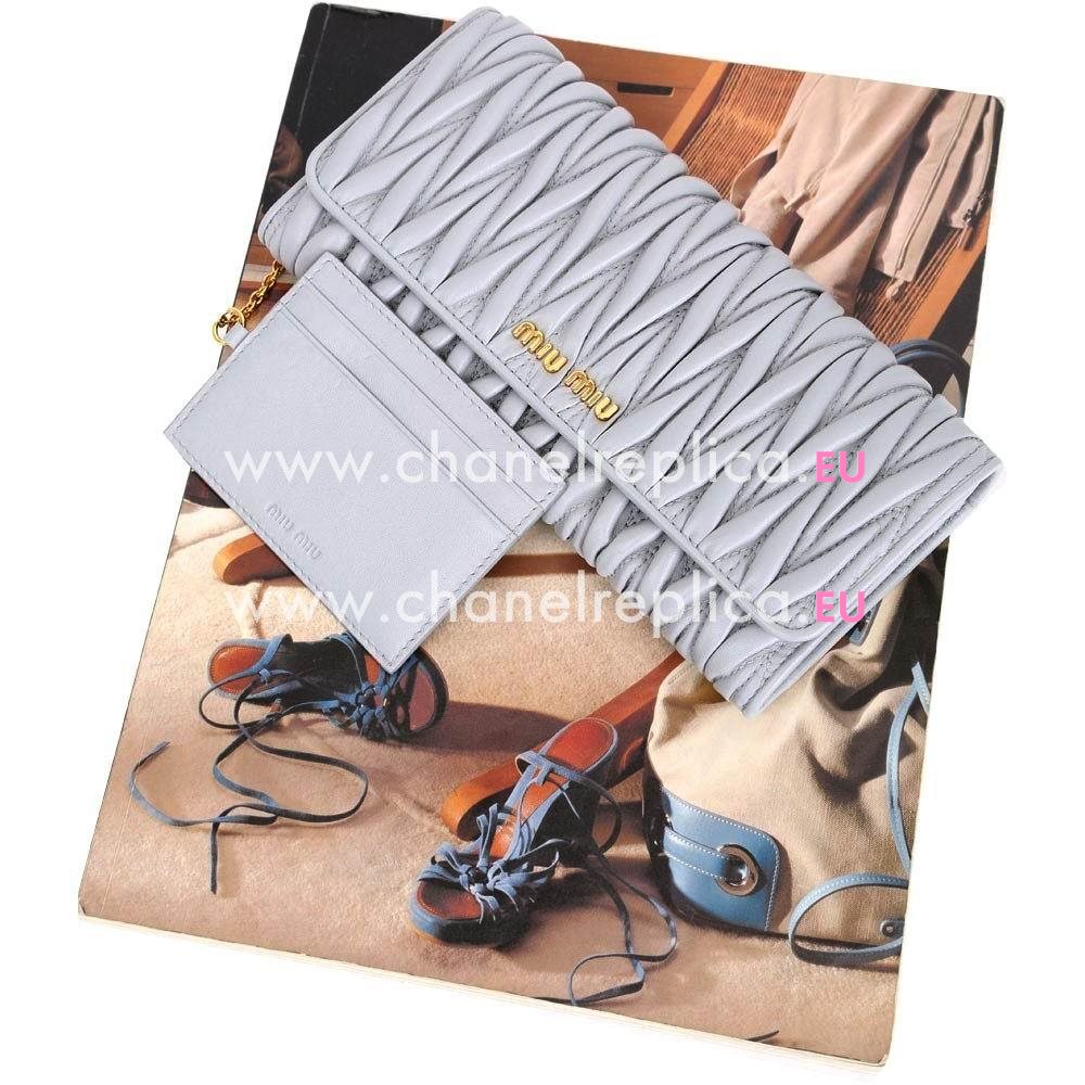 Miu Miu Matelasse Nappa Wrinkle Wallet In Gray M6122908