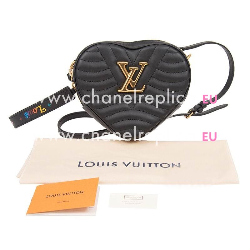 Louis Vuitton Black Smooth Calfskin Leather Heart Bag New Wave M52796