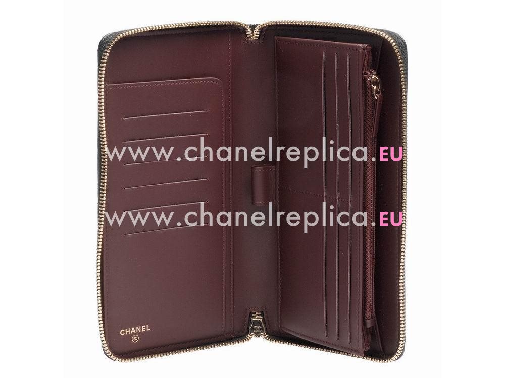 Chanel Caviar Gold CC Zippy Wallet Black A888150