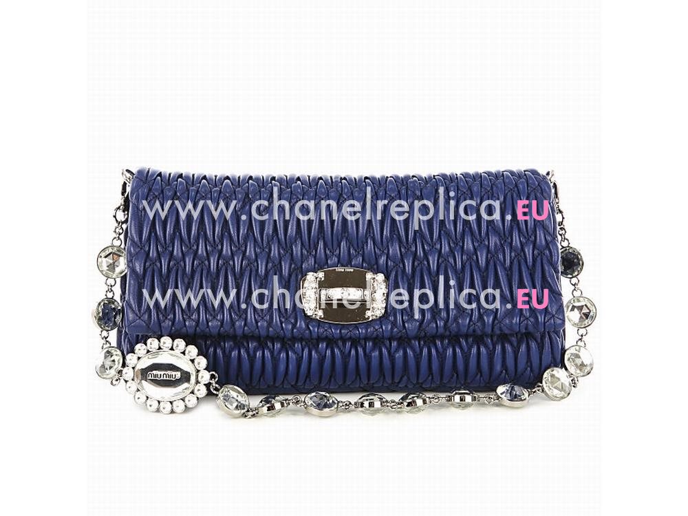 Miu Miu Nappa Crystal Clutch Bag Royal Blue RP0233 FVJ F0021