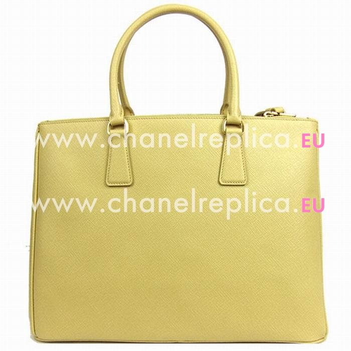 Prada Saffiano Lux Triangle Nzv Large Size Shopping Tote Yellow PRB1786T