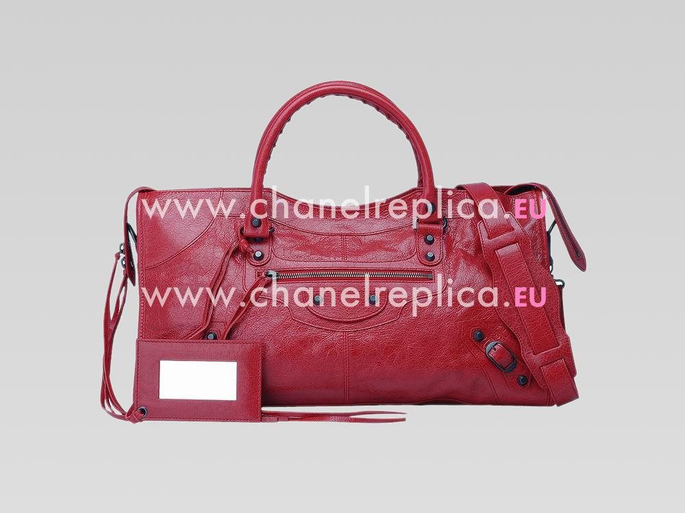 Balenciaga Medium Lambskin Bag Small Studs Poppy Red 168028POR