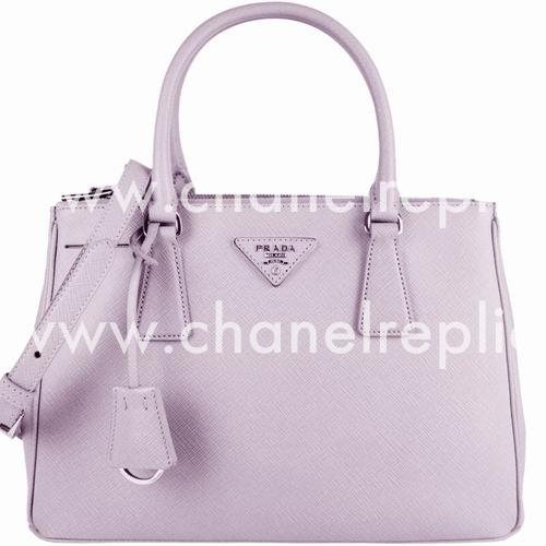 Prada Saffiano Lux Gold Triangle Logo Medium Bag Pink Lilac PB2863Y