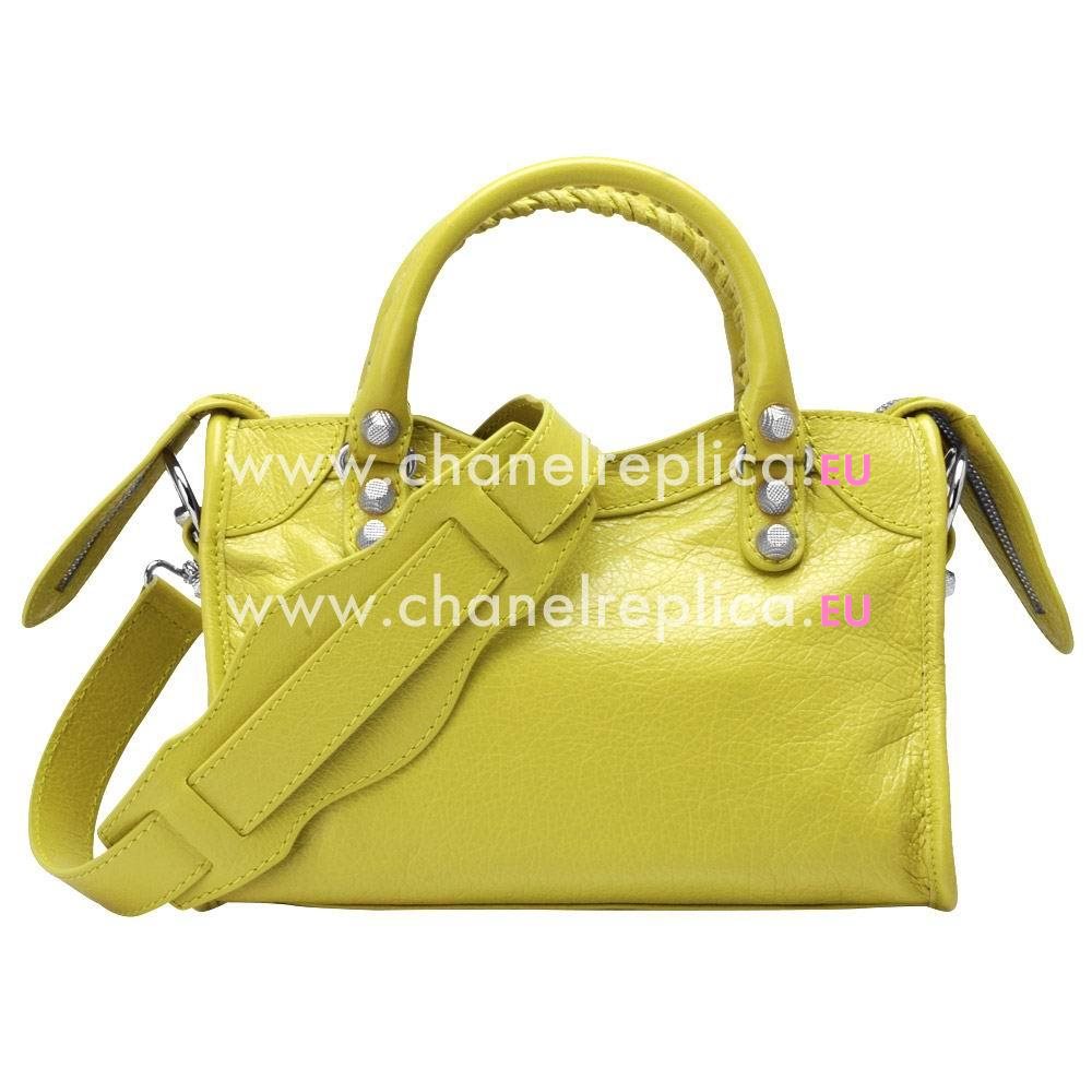 Balenciage City Lambskin Silvery hardware Classic Mini Bag Lemon Yellow B2055052