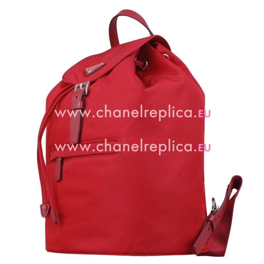 Prada Classic Buckle Triangle Logo Nylon Backpack Red PR5417717