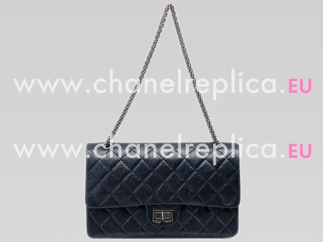 Chanel Calfskin Jumbo Size Bag Dark Blue(AantiQue Silver) A438196