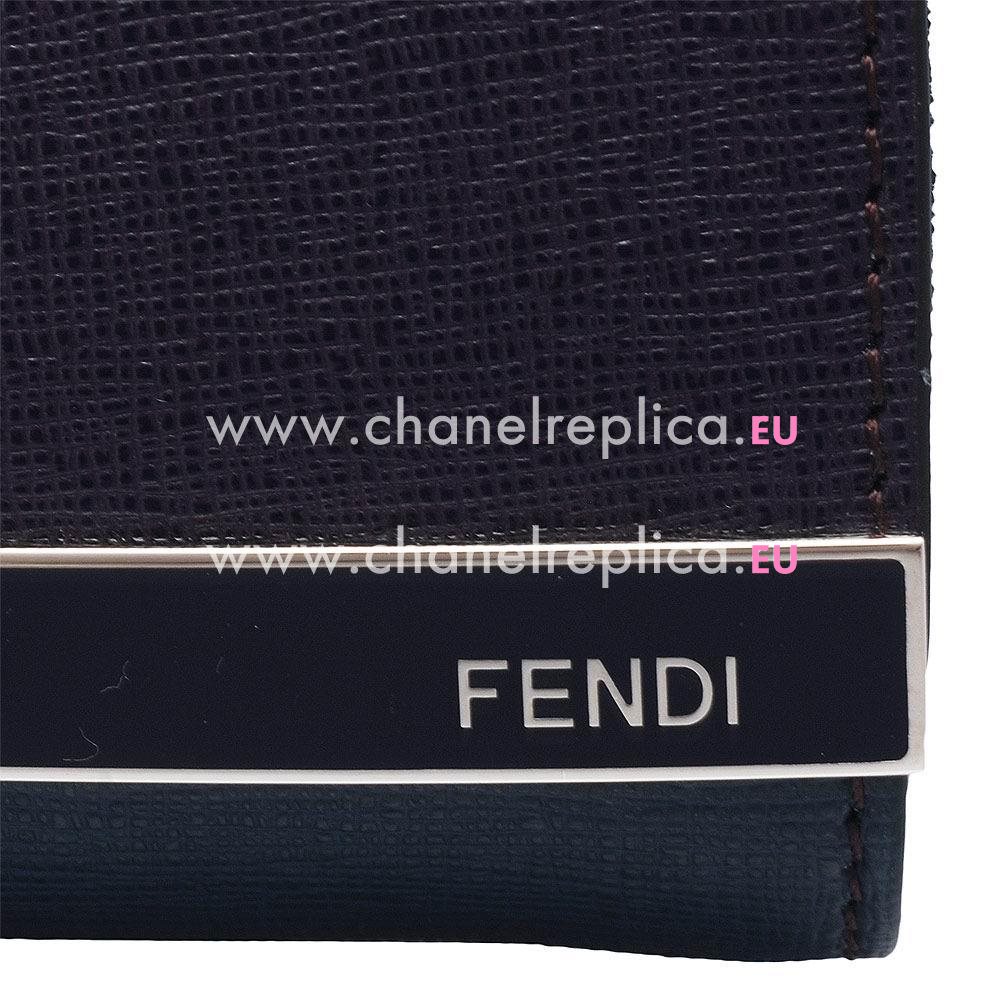 FENDI Classic Rush Pochette Cowhide Leather Handle Bag Purple/Deep Blue/BlackGreen F5327248