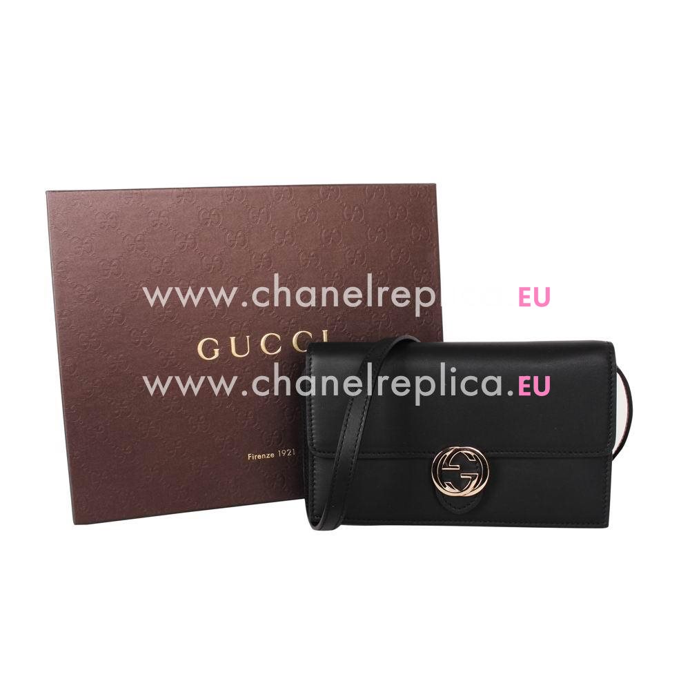 Gucci GG Calfskin Leather Clutch In Black G554922