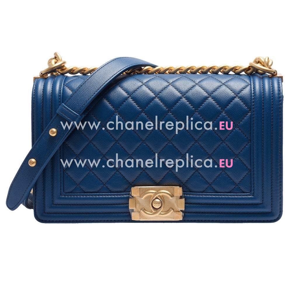 CHANEL Rhombus Gold Hardware Caviar Calfskin Bag in Water Blue C7091402