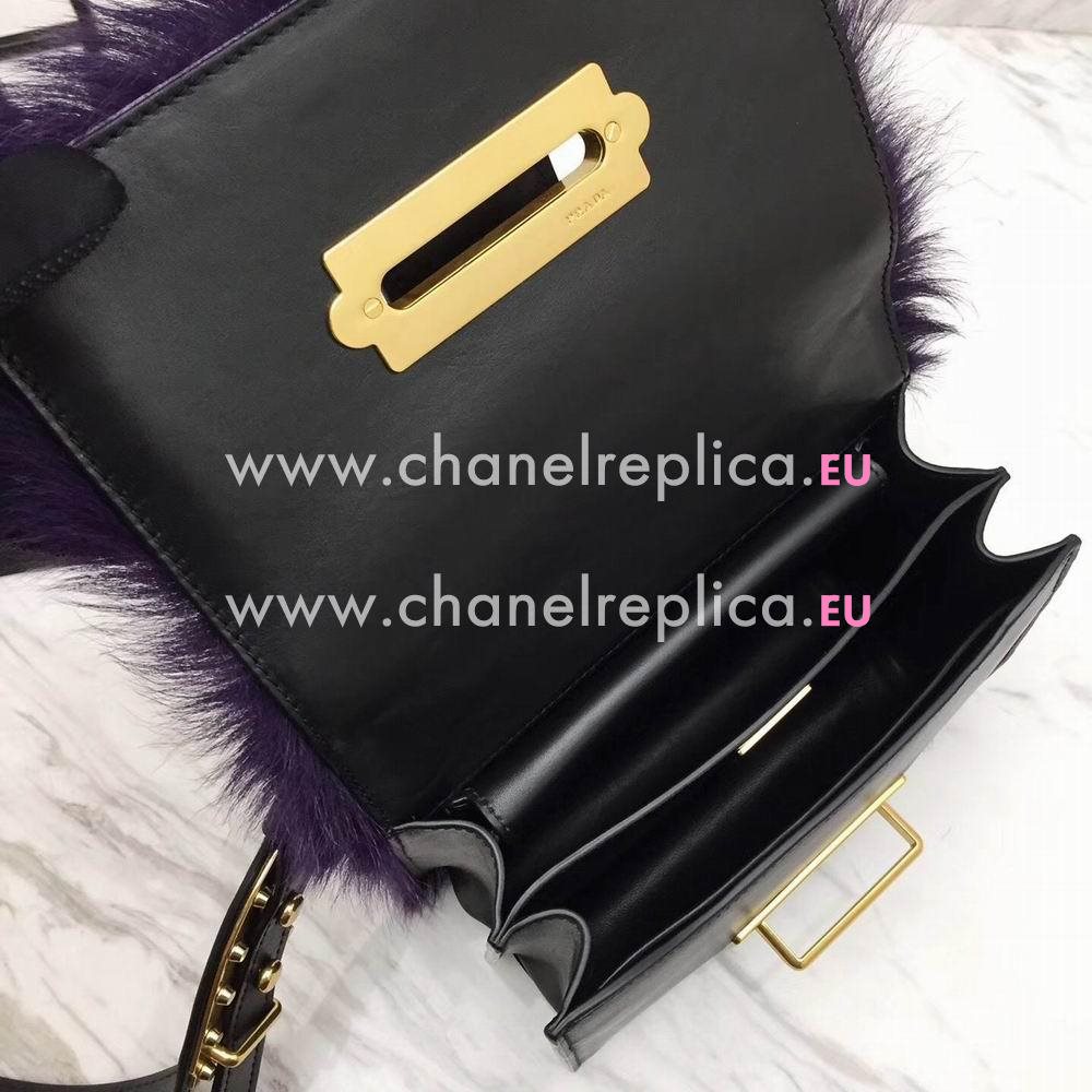 Prada Cahier Calf Leather Bag Purple Black P7091804