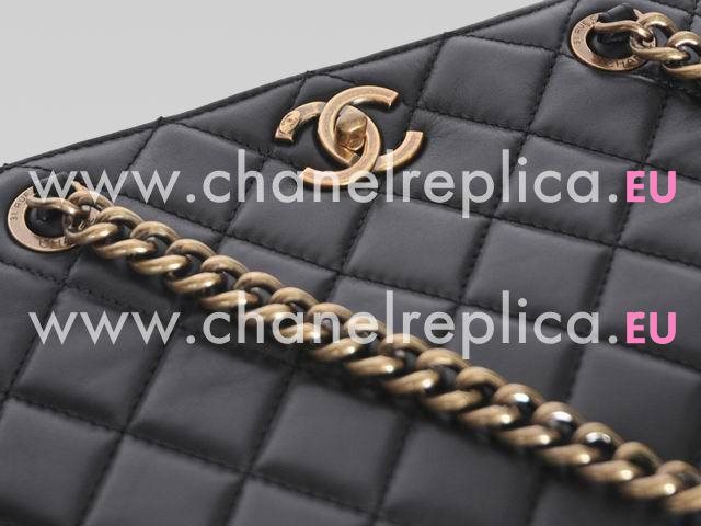 CHANEL Calfskin Grand Shopper Tote Bag In Black(Gold) A50998