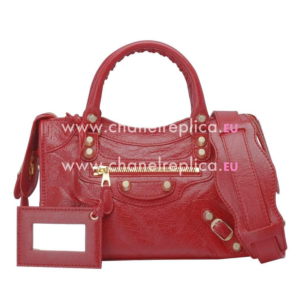 Balenciage City Lambskin Gold hardware Classic Mini Bag Poppy Red B4545115