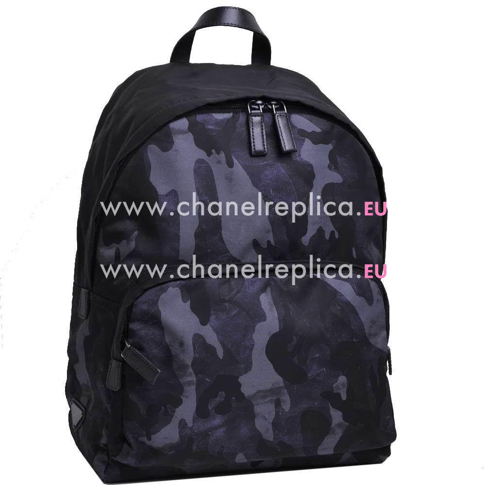 Prada Tessuto Camo Triangle Logo Nylon Camouflage Backpack Gray Blue PR7054112