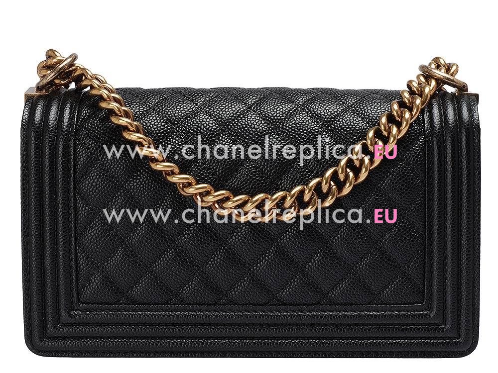 Chanel Caviar Cowhide Anti-Gold Chain 25cm Boy Bag Black A53183