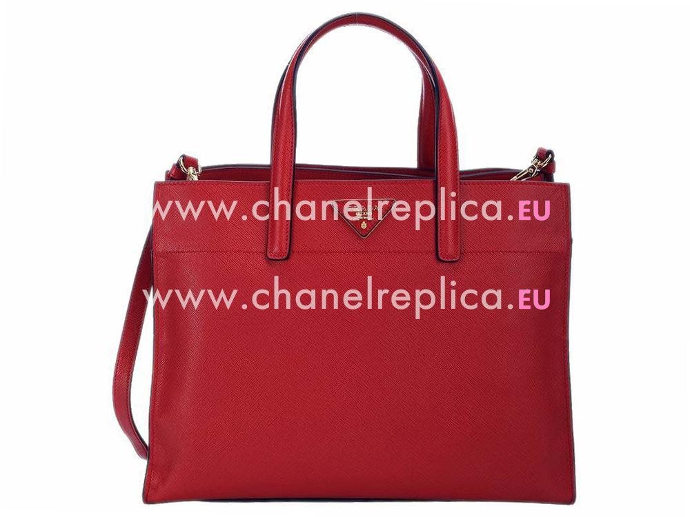 Prada Soft Saffiano Triangle Logo Bag In Red P471392
