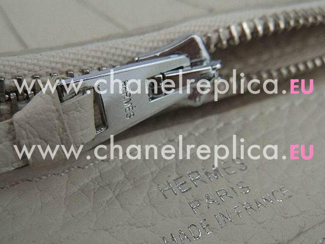 Hermes Dogon Clemence Leather Wallet Purse Off-white HL001E