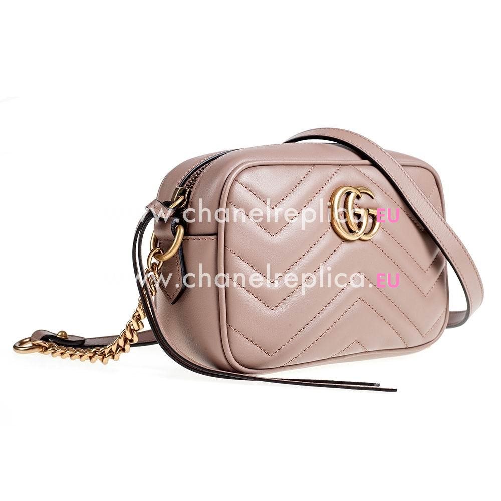 Gucci GG marmont Calfskin Zipper Bag Dusty Pink G7052602