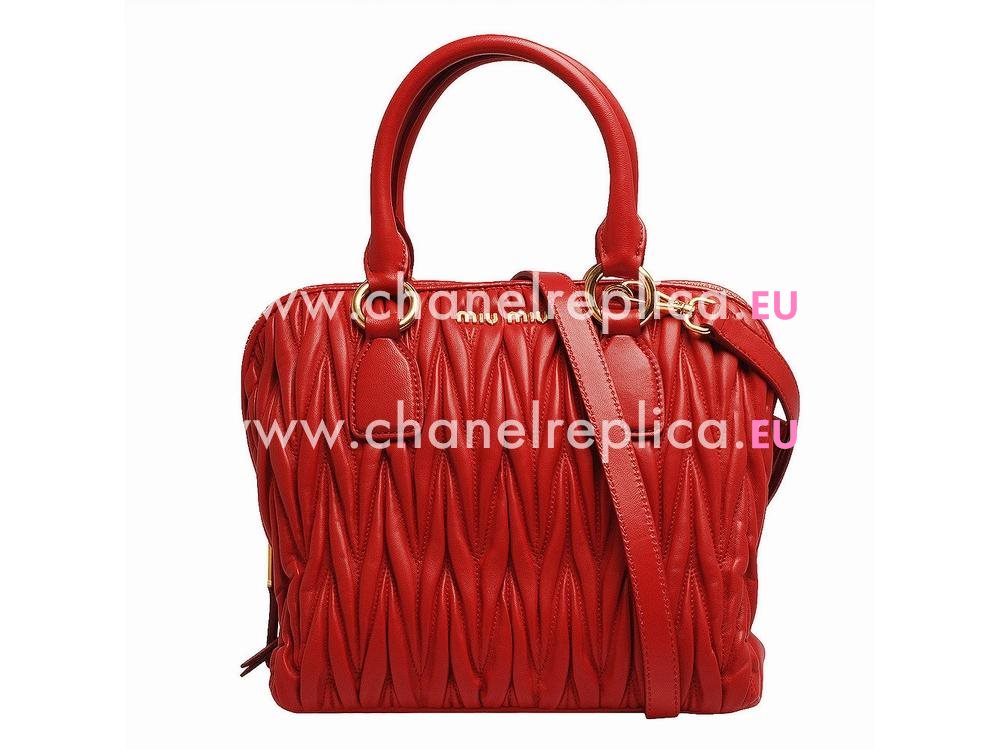 Miu Miu Matelasse Lux Nappa Leather Handbag Bright Red RL0092