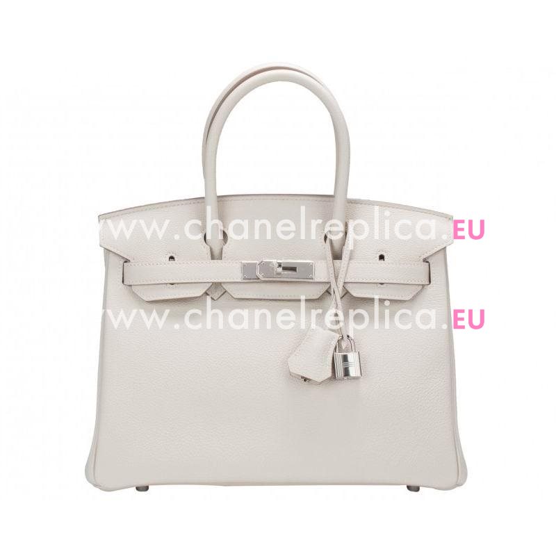 Hermes Birkin 30cm Craie Togo Leather Bag Palladium Hardware H1030CRS