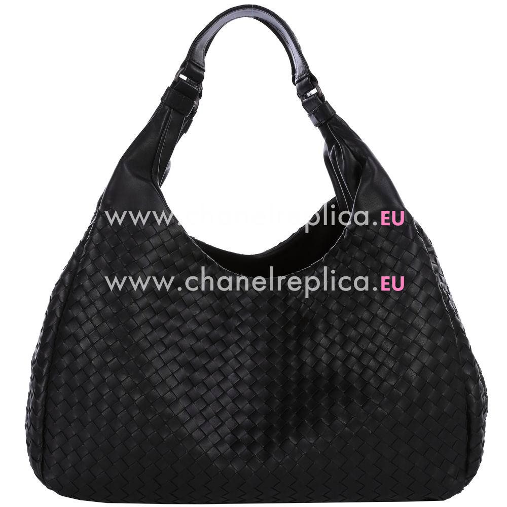 Bottega Veneta Campana Nappa Woven Large Shouldbag Black BV414760