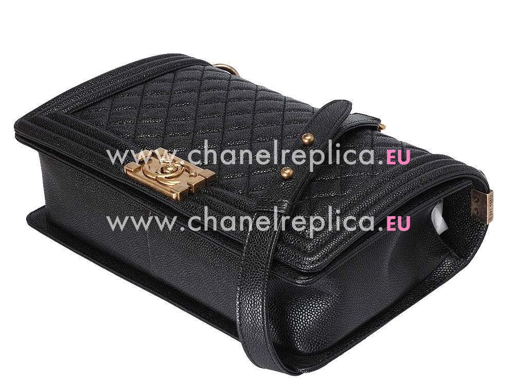 Chanel Caviar Anti-Gold Chain 28cm Boy Bag Black A53654