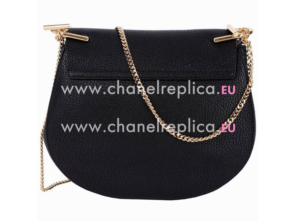 Chloe Drew Grain Leather Golden Chain Bag Black CH236204