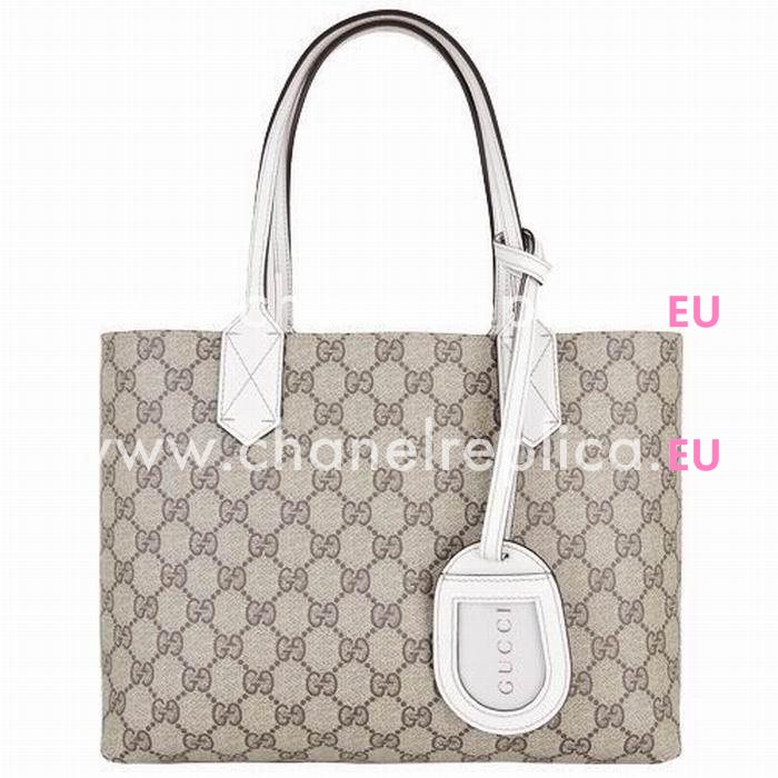 Gucci Calfskin Two Sided Tote Bag In Khaki White G372613