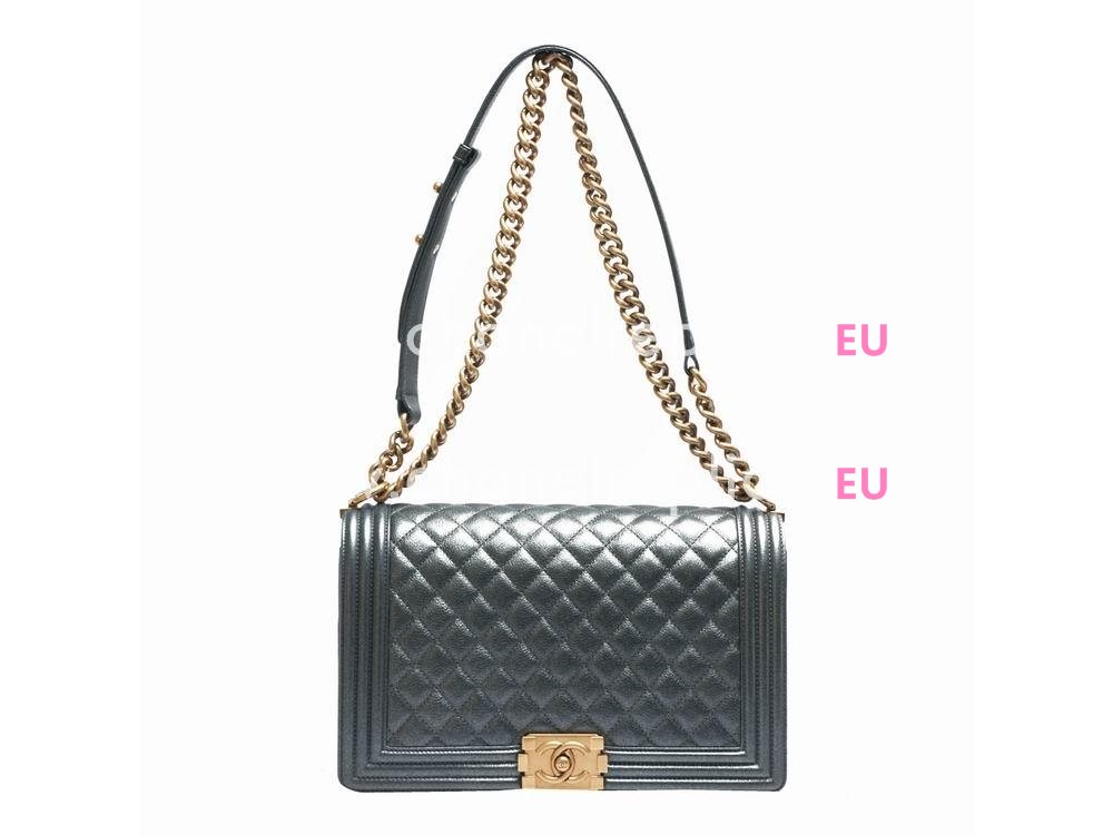 Chanel Caviar Reissue 28cm Boy Bag Gold Iron Blue-gray A56802