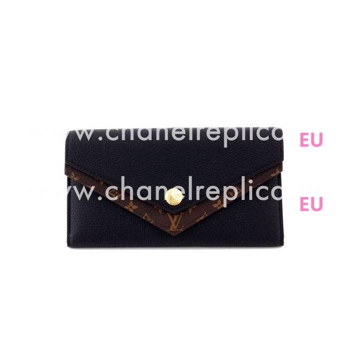 Louis Vuitton Double V Monogram Canvas Fine-grained calf Leather Wallet M64319