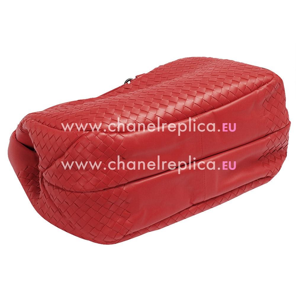 Bottega Veneta Campana Classic Nappa Woven Shouldbag Scarlet BV589822