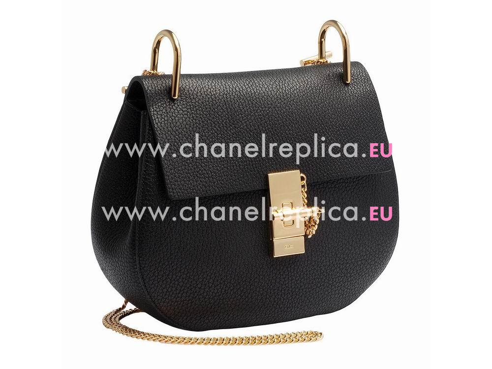 Chloe Drew Clemence Leather Golden Chain Bag Black CH982803