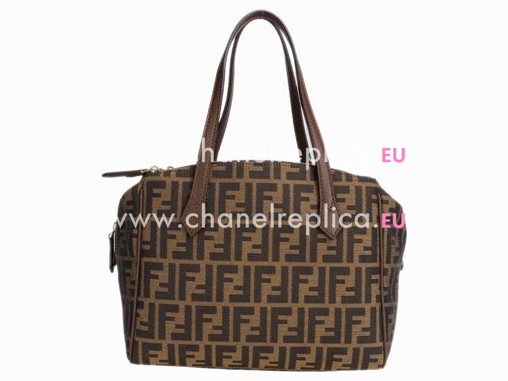 FENDI Classic Jacquard Weave Shoulder Bag In Coffee F517711