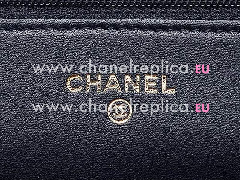 Chanel CC Logo Lambskin Woc Bag Gold Purplish Blue A33185