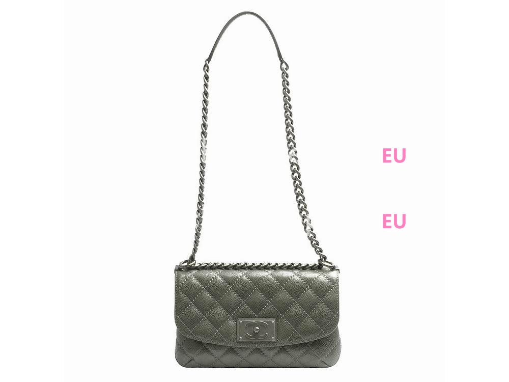 Chanel Caviar Leather Anti-silver Chain Shoulder Bag Gray A58072