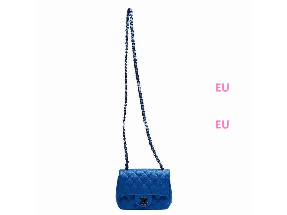 Chanel Mini Coco Caviar Flap Bag Electric Blue A35209