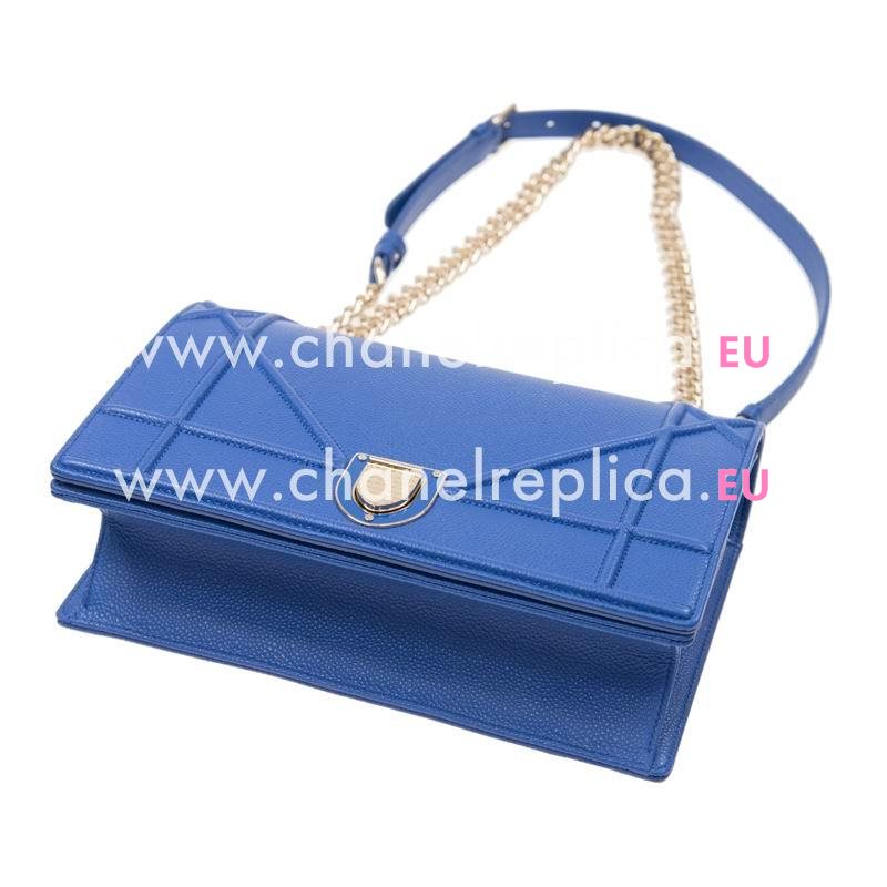 DIOR DIORAMA BAG IN BLUE GRAINED CALFSKIN GOLD-TONE METAL M0422OVRG73B
