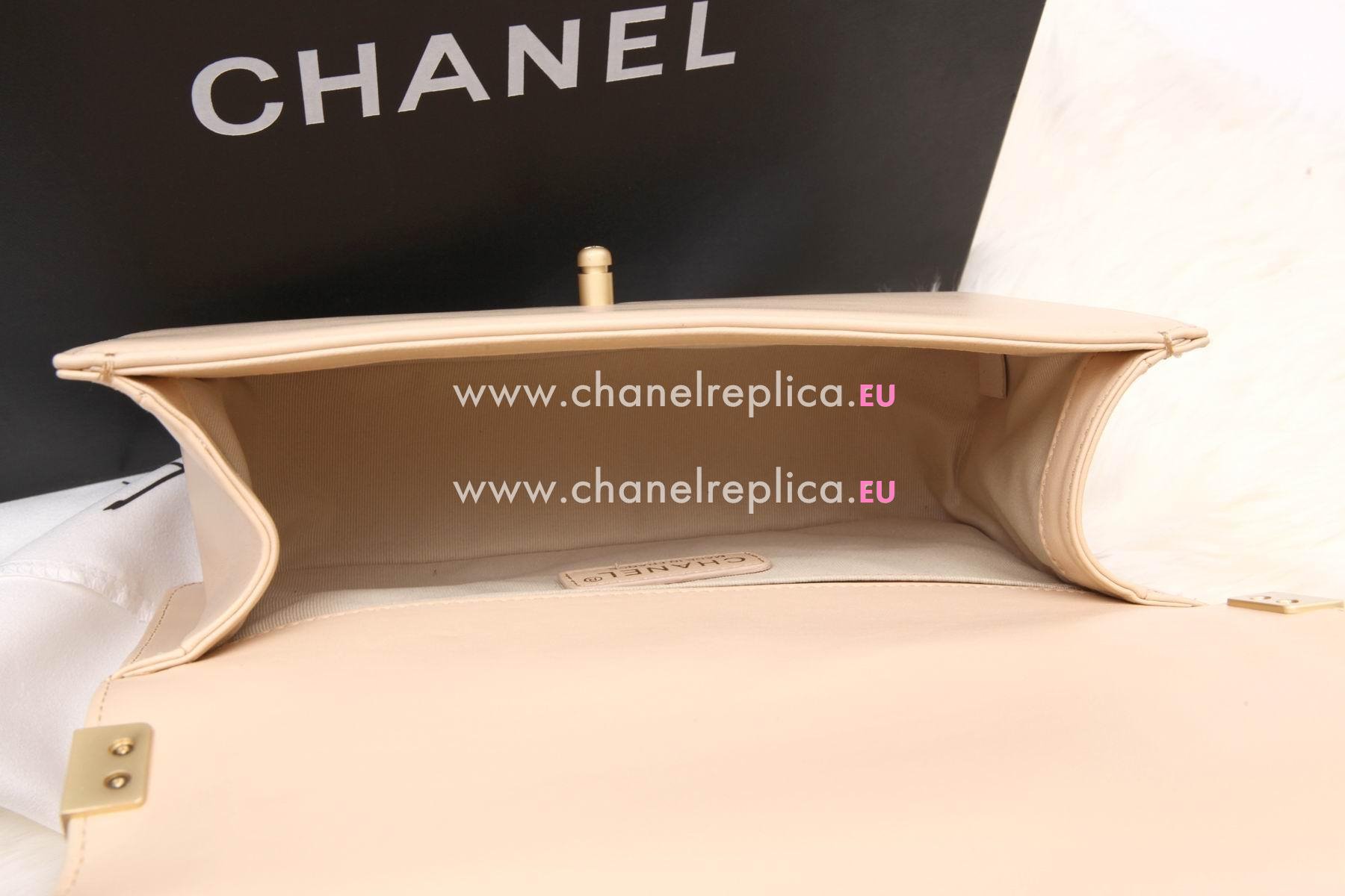 Chanel Lambskin 25.5 Boy Bag Apricot Gold Hardware A67089