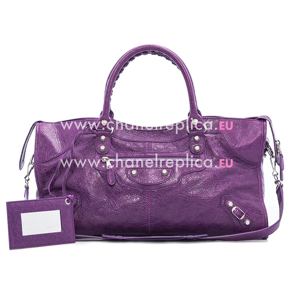 Balenciage Part Time Lambskin Silvery hardware Bag Purple B5258469