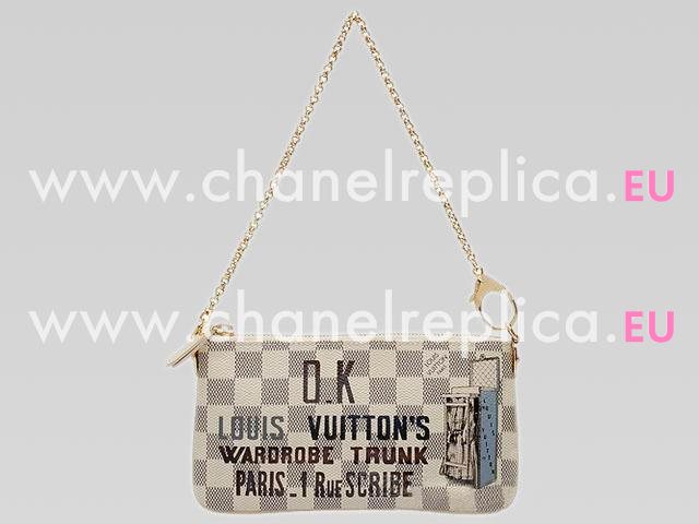 Louis Vuitton Damier Azur Canvas Mini Clutch Valise N63090