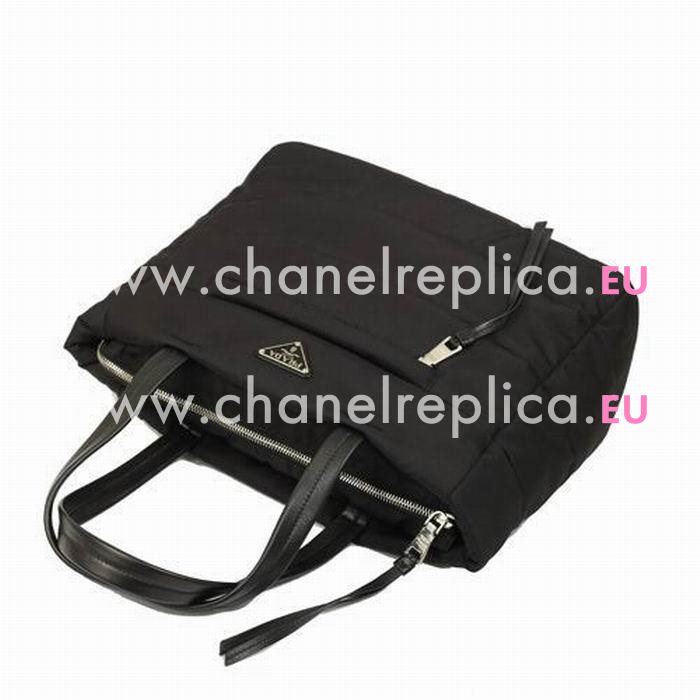 Prada Tessuto Bomber Calfskin Nylon Pocket Bag Black P7011902