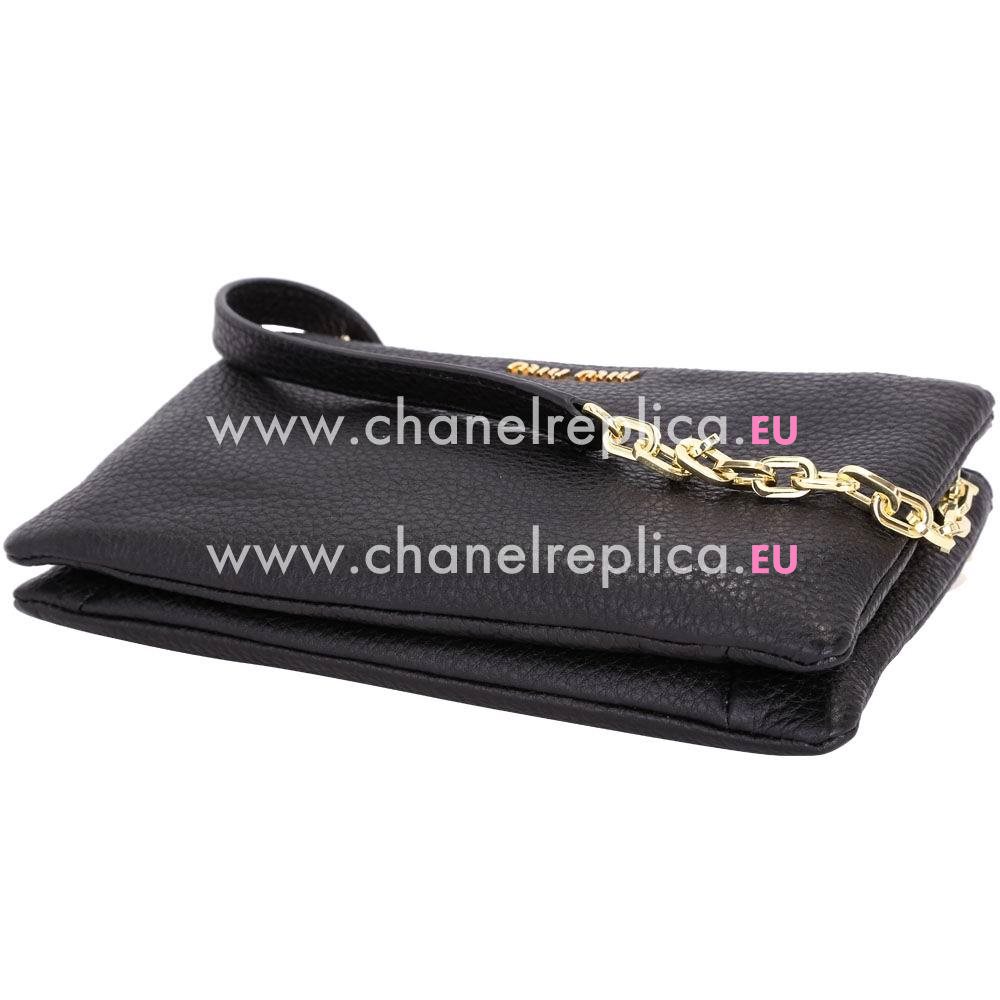 Miu Miu Chain Caviar Calfskin Shoulder Bag In Black M7042601