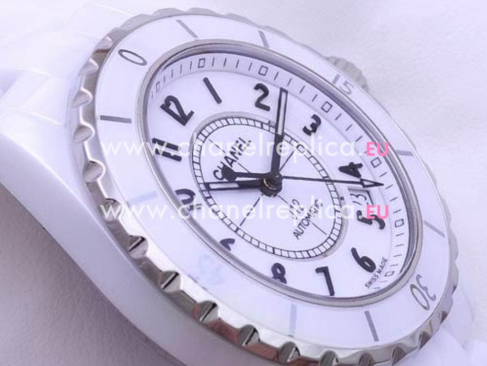 Chanel J12 White Ceramic Mid Size Automatic Unisex Watch H0970