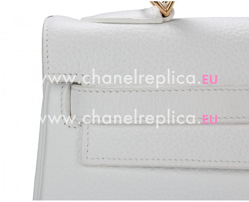 Hermes 32cm Kelly White Clemence Leather Gold Hardware Handbag HK1032BSJ